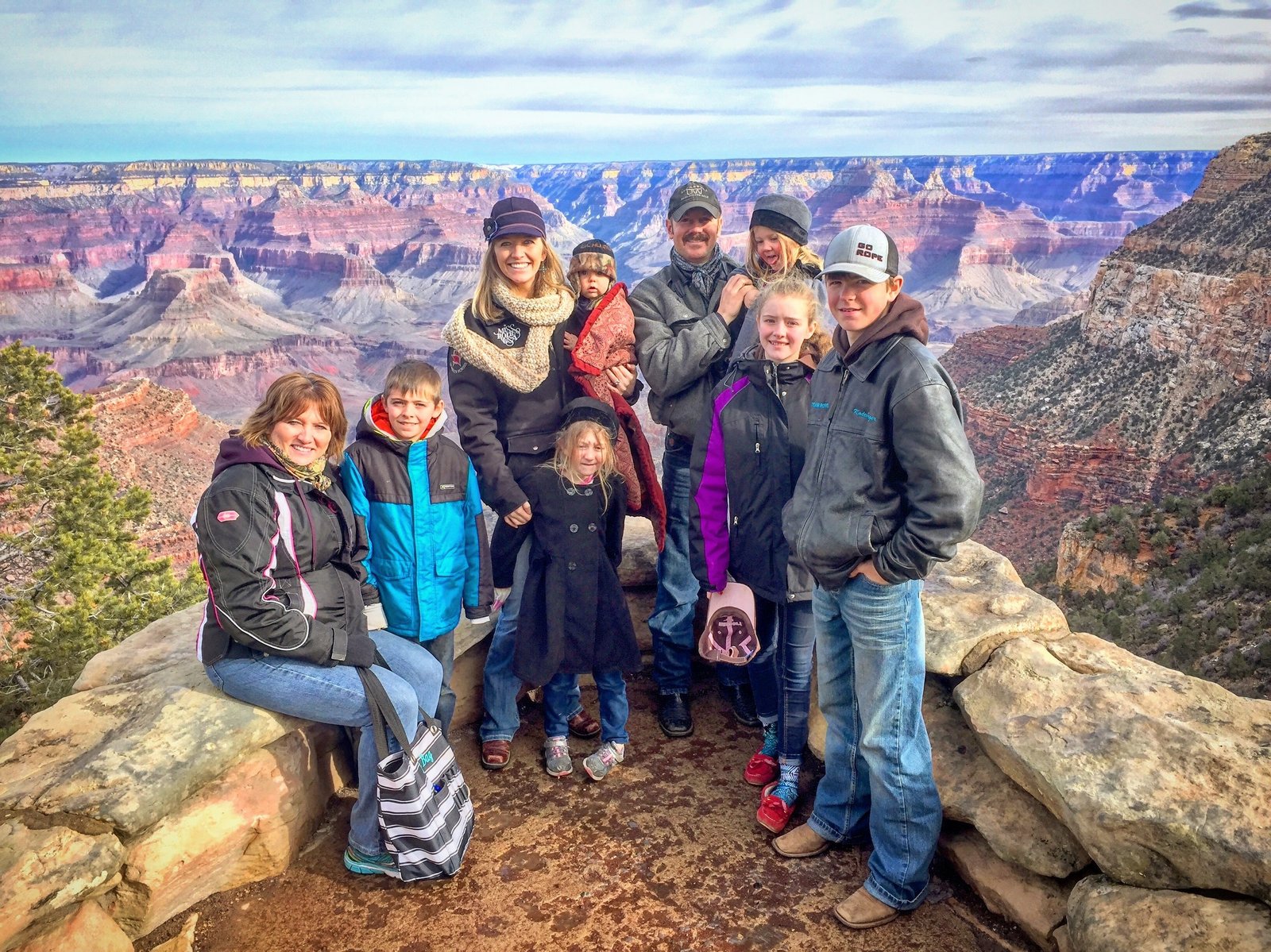 Family at Lookout Studio overlooking Grand Canyon on the South Rim