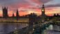 Westminster and Big Ben beside the River Thames at sunset in London