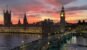 Westminster and Big Ben beside the River Thames at sunset in London